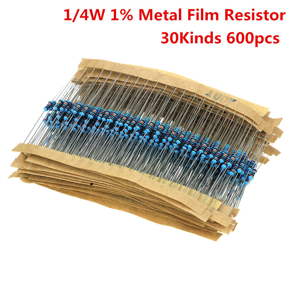 600 шт./компл. 30 видов 1/4 Вт Сопротивление 1% Металл резистор пакет Ассорти комплект 1 К 10 К 100 К 220ohm 1 м резисторы 300 шт./компл.