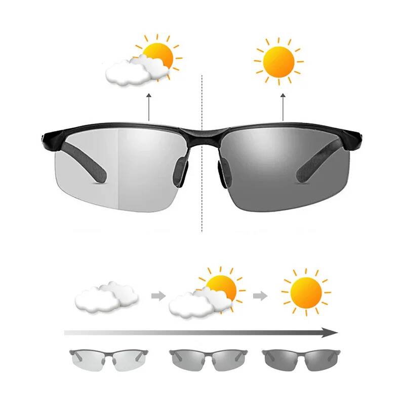 Солнцезащитные очки AOWEAR мужские, фотохромные, Поляризованные, для дневного и ночного вождения, из алюминия, без оправы, хамелеон
