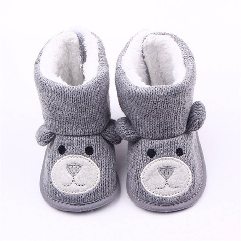 Детские зимние сапоги для малышей новорожденных Симпатичные Носки с рисунком медведя из мультика обувь для мальчиков и девочек первые ходоки супер Утепленная одежда снежное пинетки загрузки