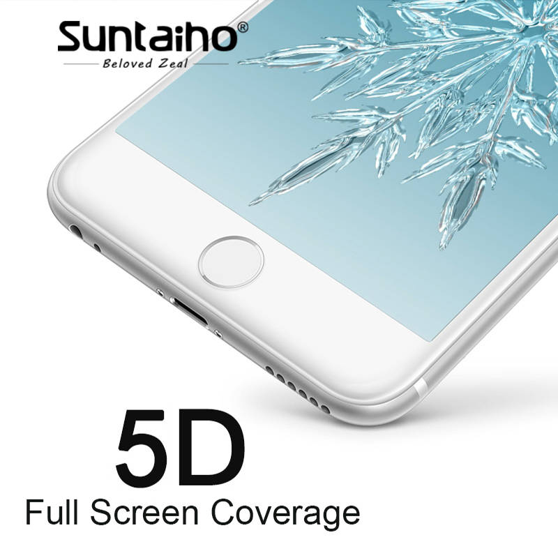 Suntaiho 5D холодной резьба полное покрытие закаленное Стекло для iPhone 7/8 plus 9 H 3D/4D изогнутый край Экран протектор для iPhone 6s плюс