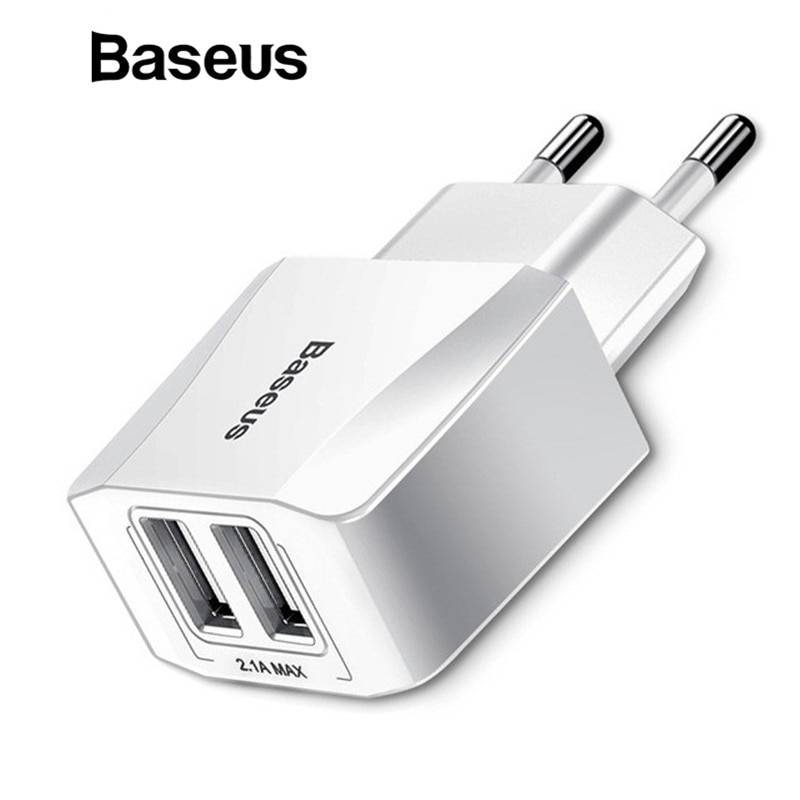 Baseus Dual USB Зарядное устройство, мобильный телефон ЕС Зарядное устройство Plug Путешествия стены переходник для зарядного устройства для IPhone IPad Samsung Xiaomi телефон Зарядное устройство