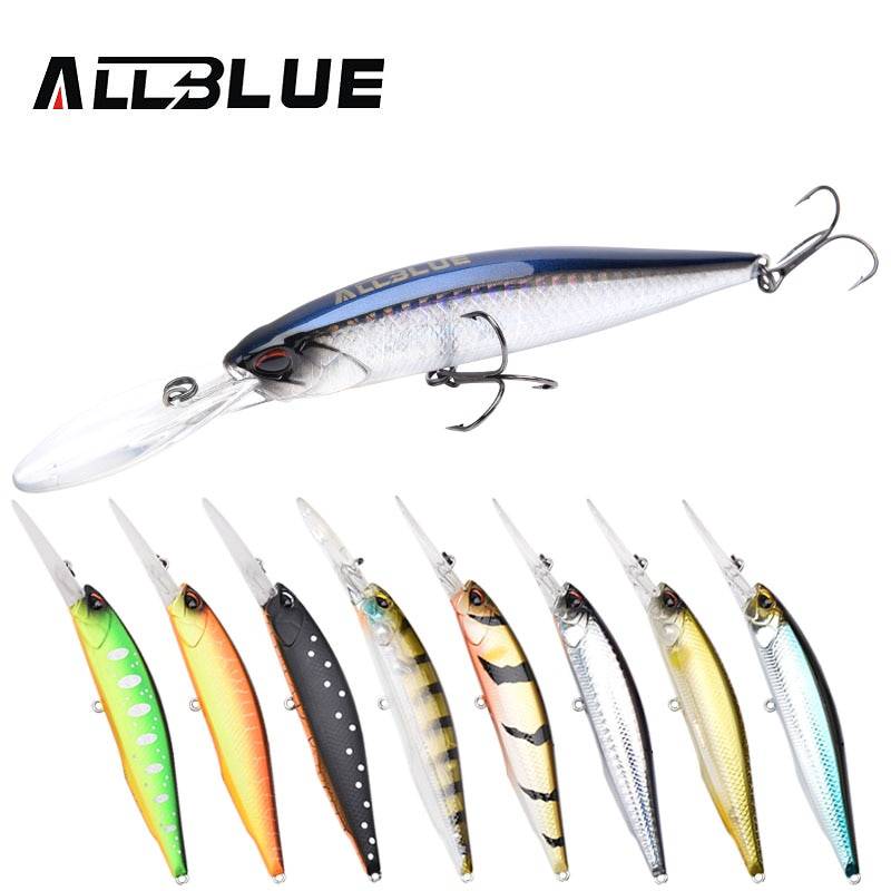 ALLBLUE Новый JERKBAIT Professional 100DR рыболовная приманка 100 мм 15,8 г приостановить воблер Minnow глубина м 2-3 м бас-приманка для щуки Крючки mustad