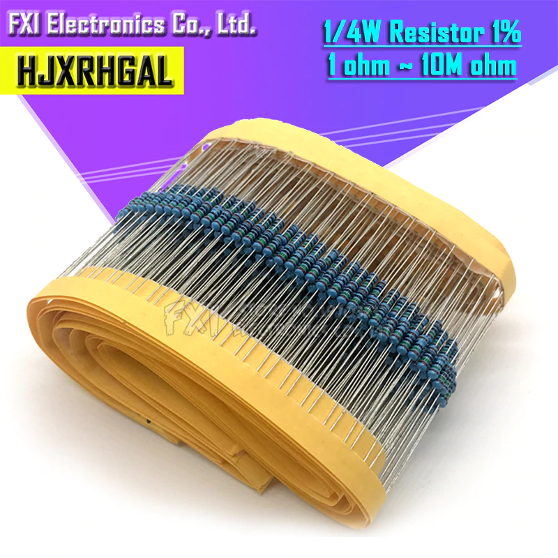 100 шт. 1/4 Вт 1R ~ 22 м 1% металлический пленочный резистор 100R 220R 1K 1,5 K 2,2 K 4,7 K 10K 22K 47K 100K 100 220 1K5 2K2 4K7 ohm Сопротивление