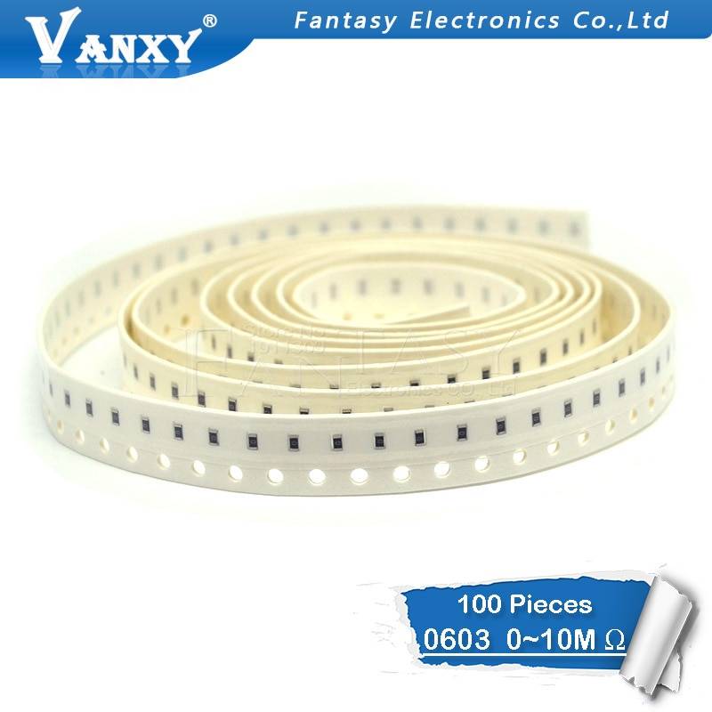100 шт. 0603 SMD 1/8 Вт чип резисторы 0 Ом ~ 10 м 0R 1 к 4,7 к 4K7 10 к 100 к 1 10 100 220 330 Ом 0R 1R 10R 100R 220R 330R