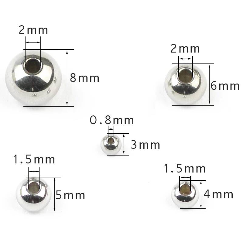 Бусины-разделители из нержавеющей стали, 3/4/5/6/8 мм