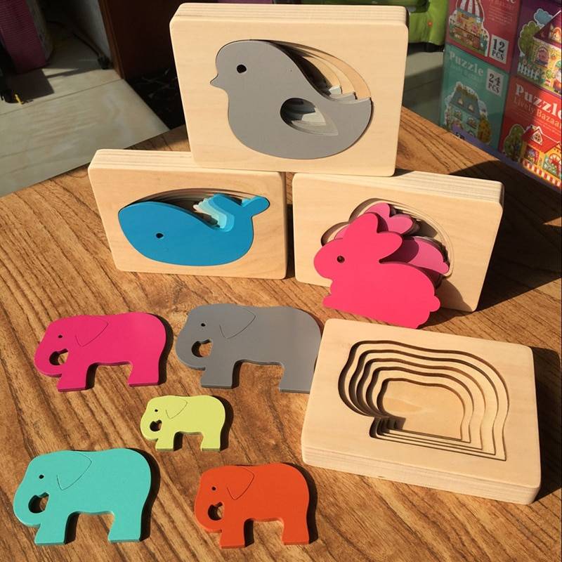 Candywood новые деревянные игрушки для детей мультяшное животное 3D головоломки многослойная Головоломка Детские игрушки рано учебные пособия