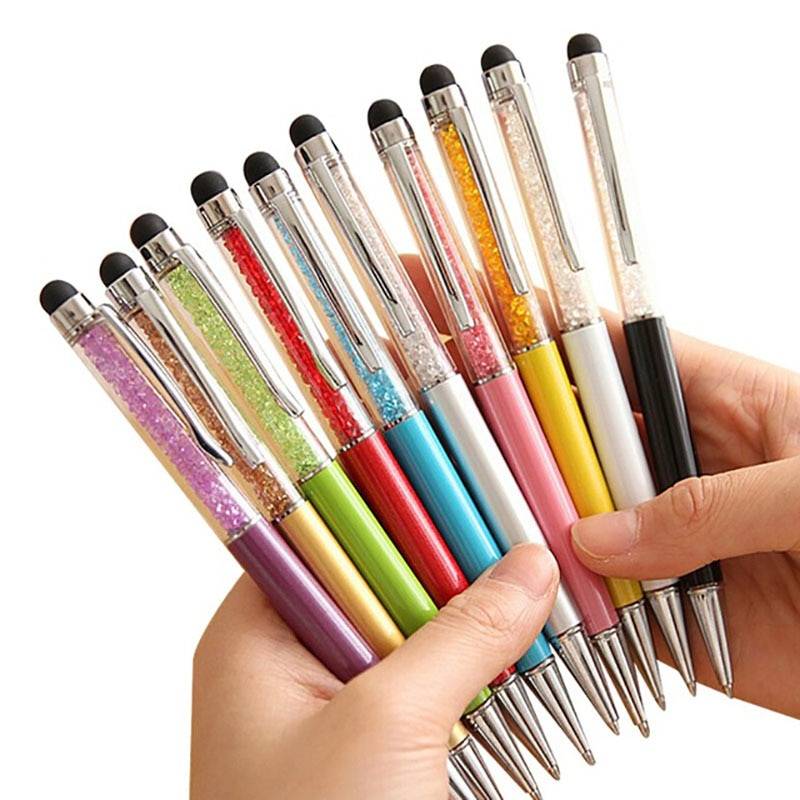 20 цветов Хрустальная шариковая ручка модные креативные стилусы сенсорная ручка для письма канцелярские ручка для офисов и школ Ballpen Цвет: черный, синий