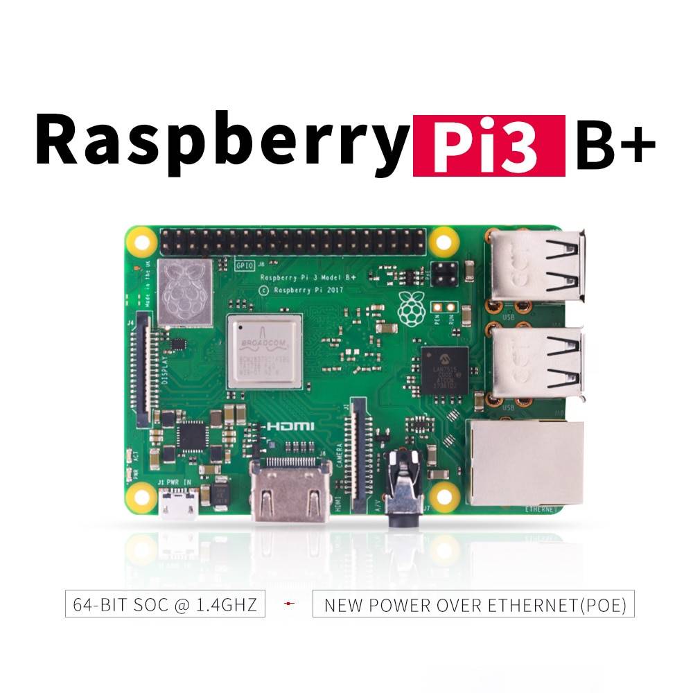 2018 новый оригинальный Raspberry Pi 3 Model B + (плюс) Встроенный Broadcom 1,4 ГГц четырехъядерный 64 бит процессор Wifi Bluetooth и USB порт