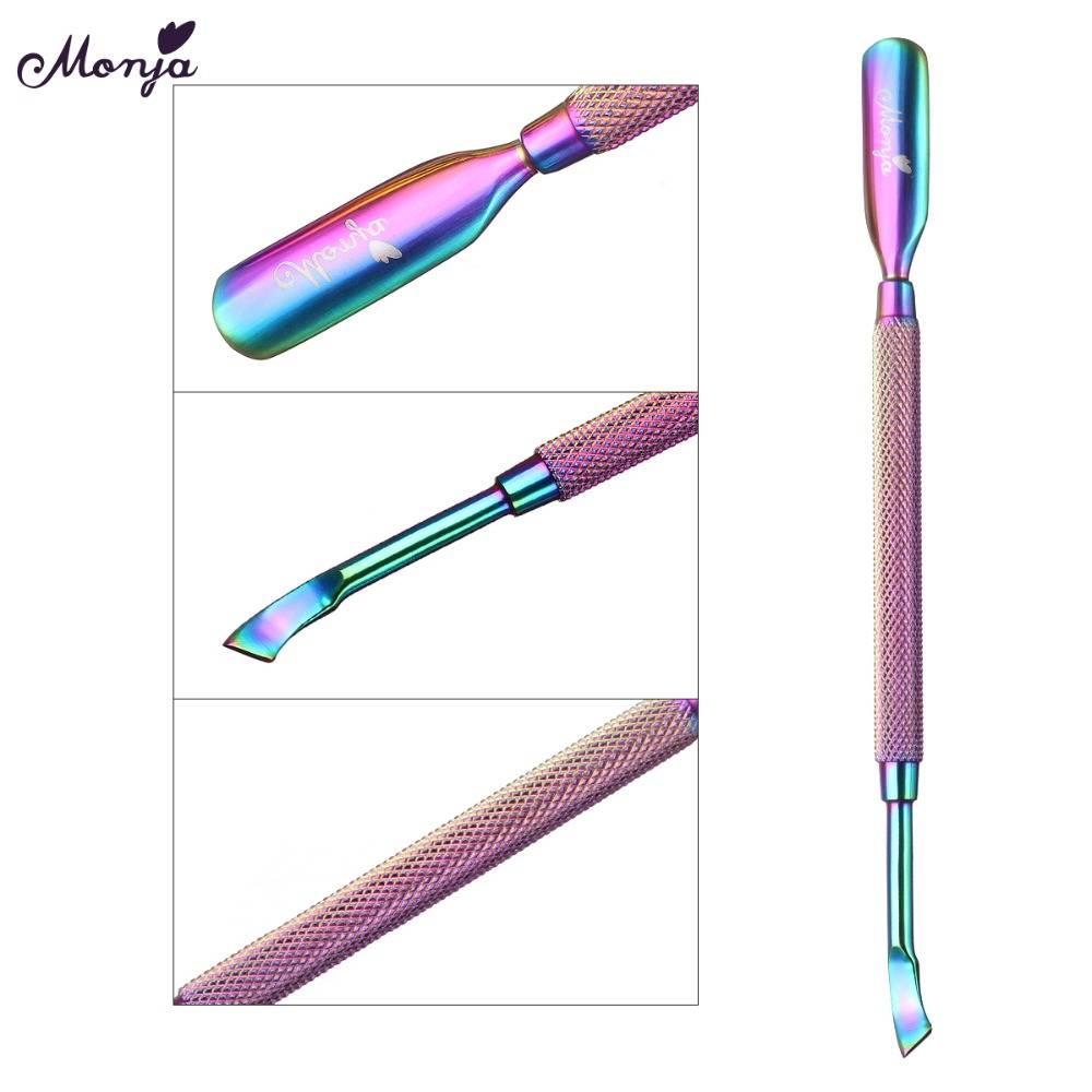 Monja Nail Art 2 способа Хамелеон покрытие из нержавеющей стали удаление пыли Очистка изогнутой кутикулы Manicure Маникюр Педикюр Инструмент