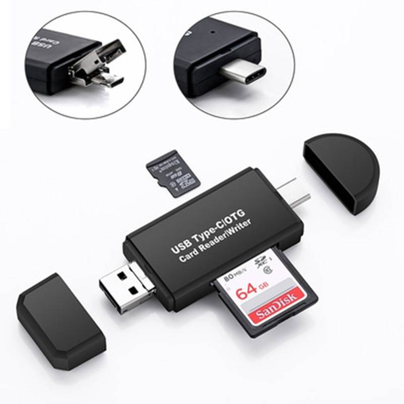 Тип Закрытая акционерная Компания C & micro USB и USB 3 в 1 USB OTG кард-ридер высокоскоростной USB2.0 Универсальный OTG TF/SD для Android и ПК, удлинитель-переходник