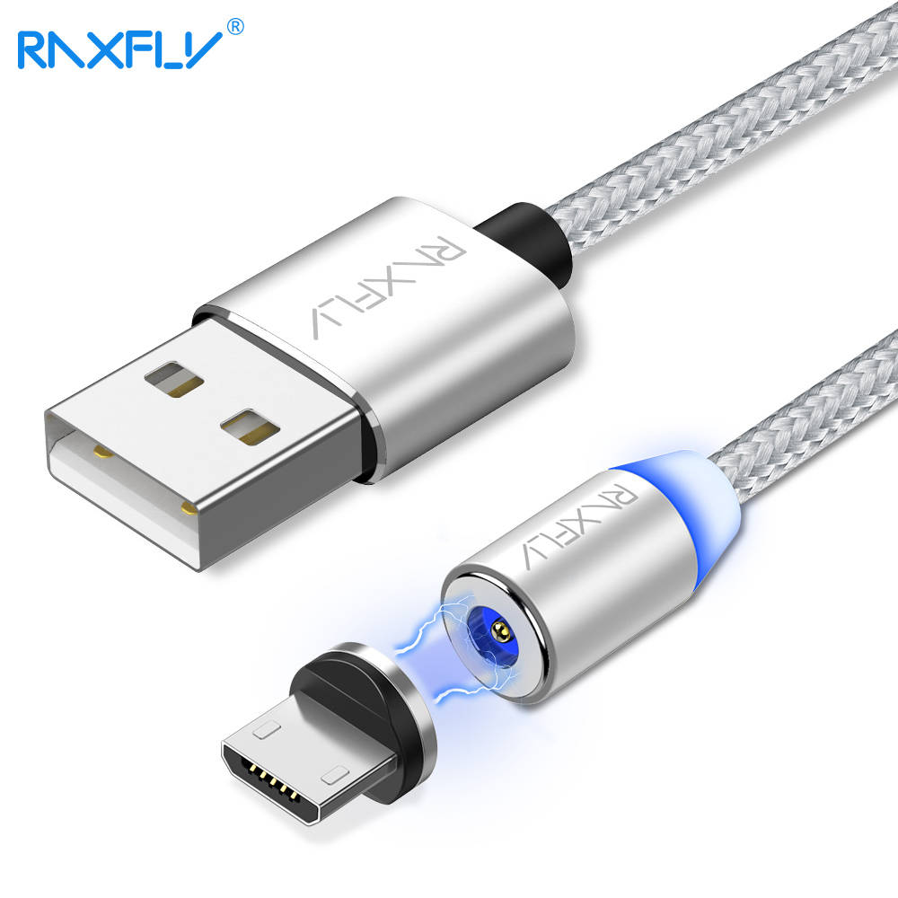 Магнитная Micro USB кабель RAXFLY 1 м 2A светодиодный магнит Зарядное устройство Шнур для samsung S4 S5 S6 край Магнитный кабель зарядки провод для Xiaomi