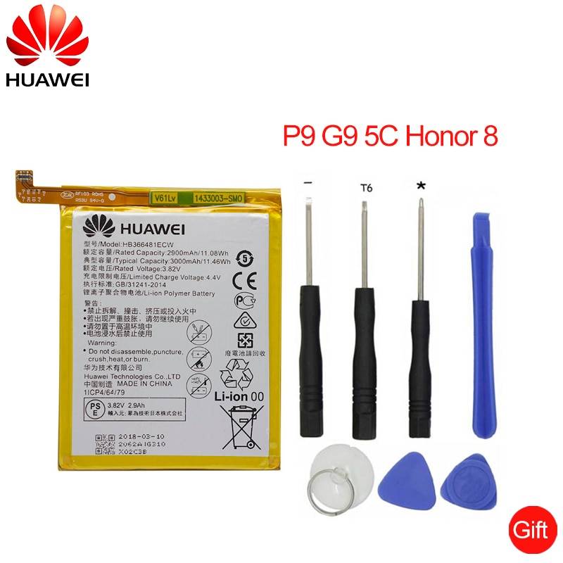 Хуавэй Замена телефон Батарея HB366481ECW для Huawei honor 8/honor 8 lite/honor 5C Ascend P9/P9 Lite/G9 3000 mAh