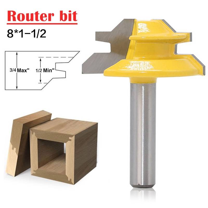 Woodworker соединение в УС с врезкой маршрутизатор бит 45 градусов ширина 8*1-1/2 Деревообработка сверло 8 мм хвостовик Tenon Cutter Woodwork фрезерные резаки