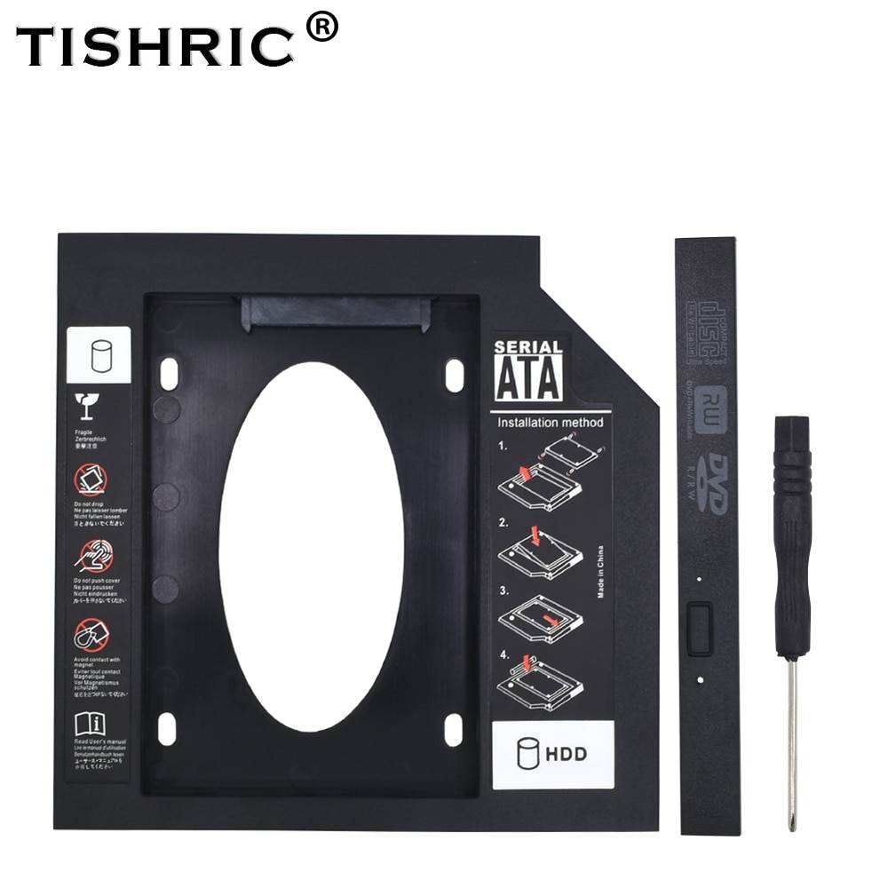 TISHRIC Новый пластик 2nd дополнительный жесткий диск HDD Caddy мм 3,0 мм SATA 2,5 Optibay 12,7 ''SSD DVD жесткий диск драйвер CD-ROM адаптер чехол Корпус