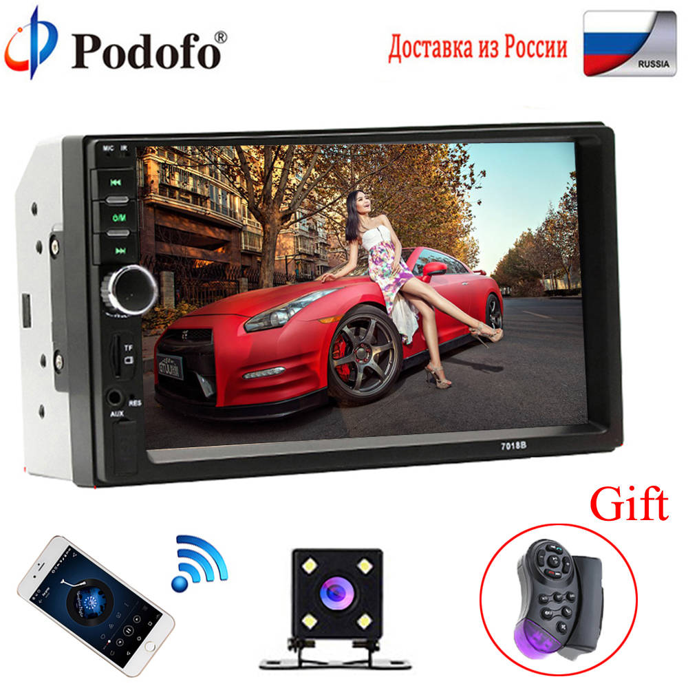 Podofo 2 Дин Радио Bluetooth 2din автомобильный мультимедийный плеер 7 "HD Touch Авторадио MP5 USB аудио стерео с заднего вида Камера