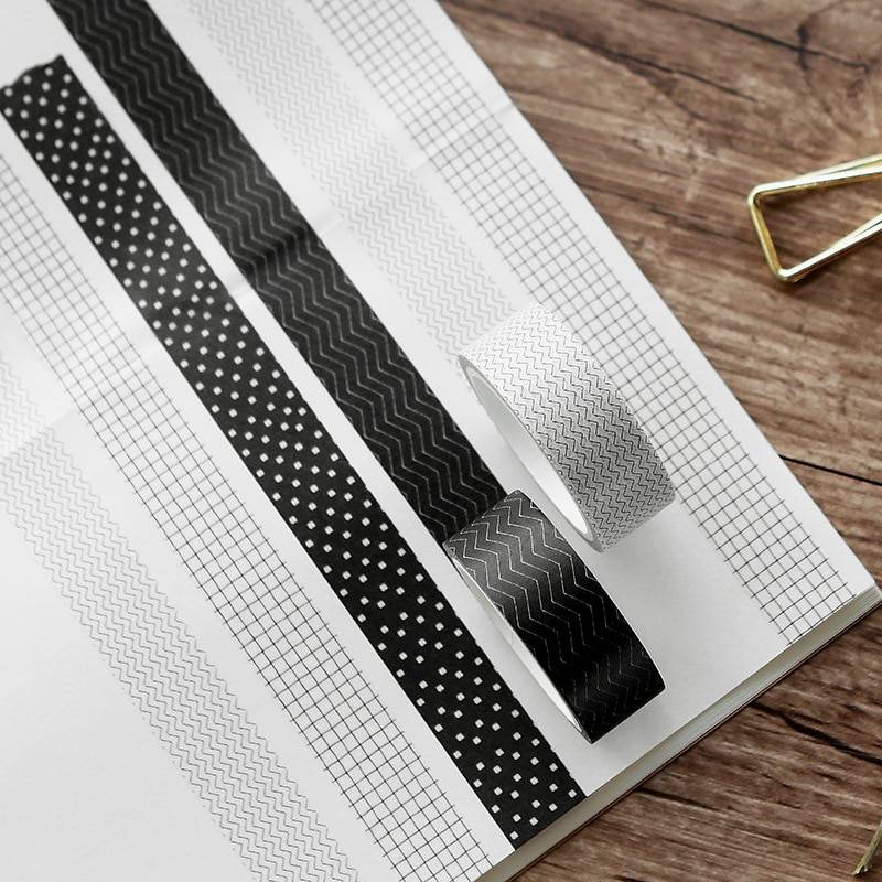 JIANWU 1 шт. 15 мм X 5 м черный и белый серии основа для макияжа лица Васи клейкие ленты украшение для ноутбука записки DIY офисные товары канцелярские