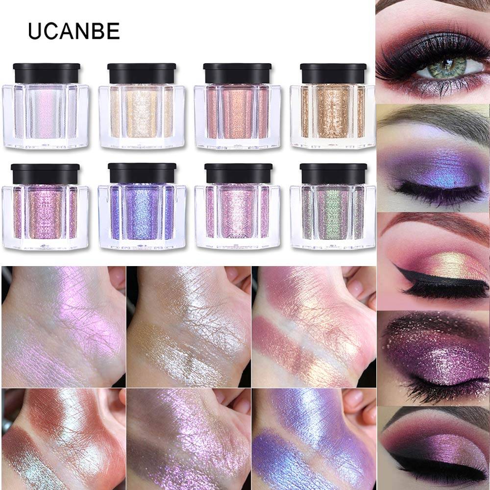 UCANBE бренд Shimmer Свободные Тени для век порошок макияж Пигмент водоустойчивые, блестящие тени для век 3D телесный металлик глаза порошок Косметика