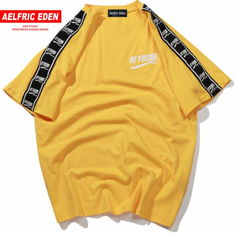 Aelfric Eden/уютная футболка с короткими рукавами и принтом ленты повседневные футболки в стиле хип-хоп летние модные хлопковые футболки, уличная одежда Fk04