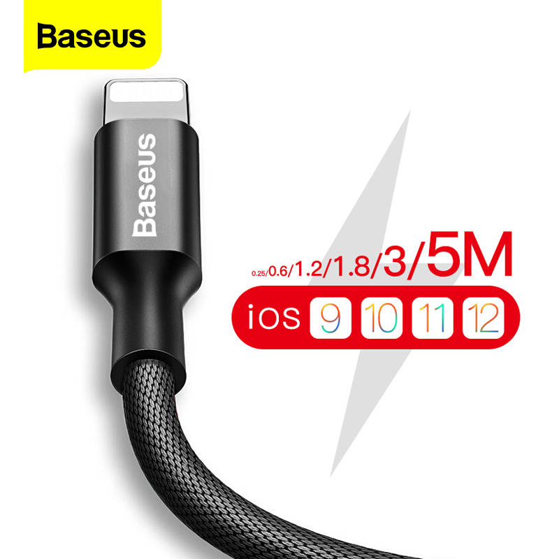 USB кабель Baseus для iPhone 11 Pro Max X XR XS 8 7 6 6s 5 5S iPad быстрое зарядное устройство USB провод кабель кабели для мобильных телефонов
