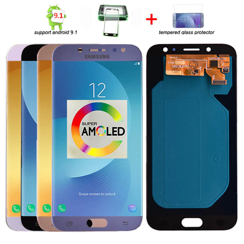 Оригинальный Super AMOLED ЖК-экран, ЖК-дисплей с дигитайзером сенсорного экрана в сборе для Samsung Galaxy J7 Pro 2017 J730 J730F