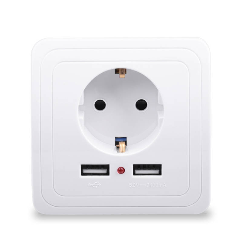 Умный дом лучший двойной USB порт 2400mA настенное зарядное устройство адаптер 16A стандарт ЕС электрическая розетка панель питания 110 ~ 250 В
