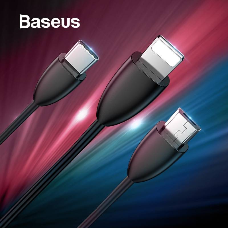 Baseus USB кабель для iPhone Xs Max XR Xs Micro USB Тип C кабель для samsung Xiaomi Android мобильный телефон Быстрая зарядка Кабо