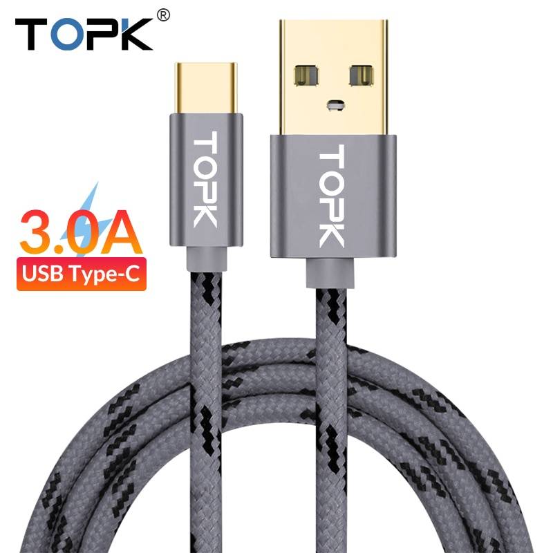 TOPK кабель usb type-C для Xiao mi Red mi Note 7 mi 9 кабель USB C для быстрой зарядки и синхронизации данных для samsung Galaxy S9 Oneplus 6t type-C