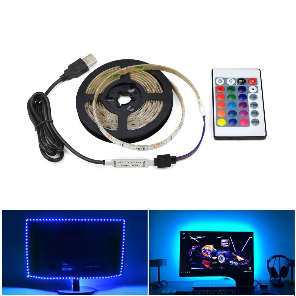 5V USB силовой светодиодный светильник RGB/белый/теплый белый 2835 3528 SMD HD ТВ Настольный ПК экран подсветка и косой светильник ing 1 м 2 м 3 м 4 м