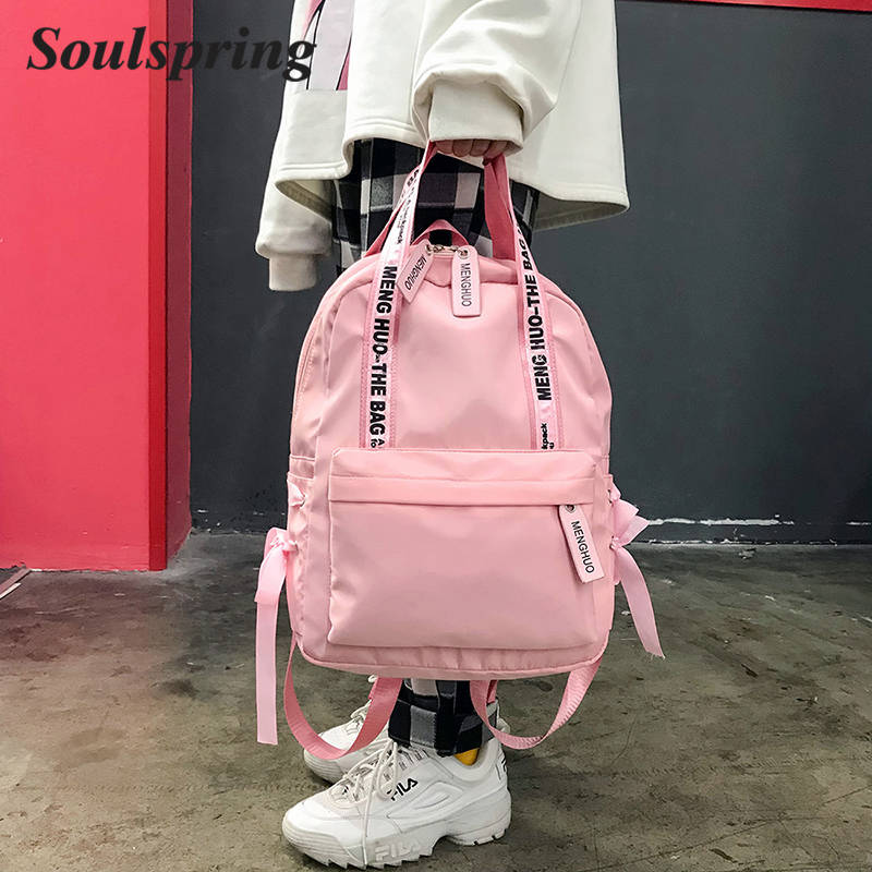 Мода 2018 рюкзак женский элегантный дизайн школьные сумки для подростков рюкзак женские нейлоновые дорожные сумки девочки рюкзак с бантом Mochilas