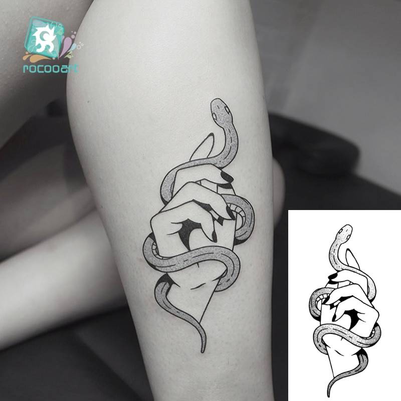 HC105-299 Body Art черный, Белый Цвет Рисунок немного элемент небольшой змея Треугольники череп воды передачи временные искусственные татуировки Стикеры