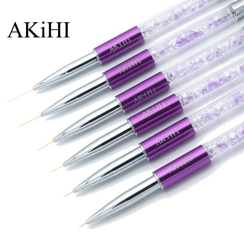 AKiHi 5-20 мм для дизайна ногтей линии кисти для рисования кристалл акриловый тонкий лайнер для рисования карандаш для маникюра, инструменты УФ гель