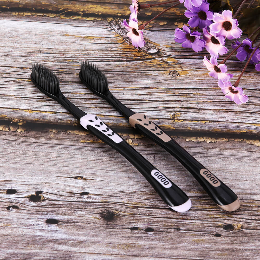 2 шт./упак. с черными бамбуковыми Зубная щётка Эко-дружественных щетка Зубная щетка вмятины мягкий древесный уголь Зубная щётка Nano электрическая зубная щетка для взрослых