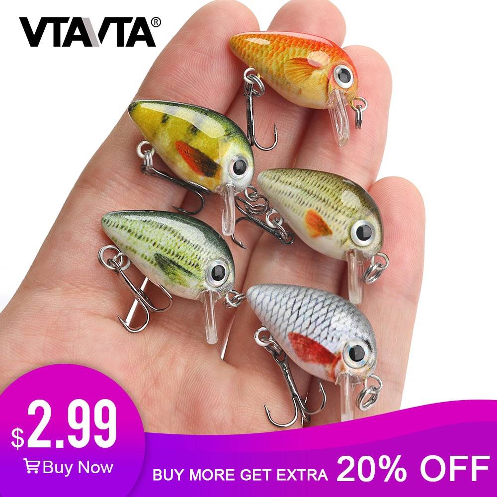 VTATVA 5pcs 1.8g 3cm мини воблер воблеры для рыбалки рыболовные приманки жесткий плавающие воблеры на щуку рыболовные снасти