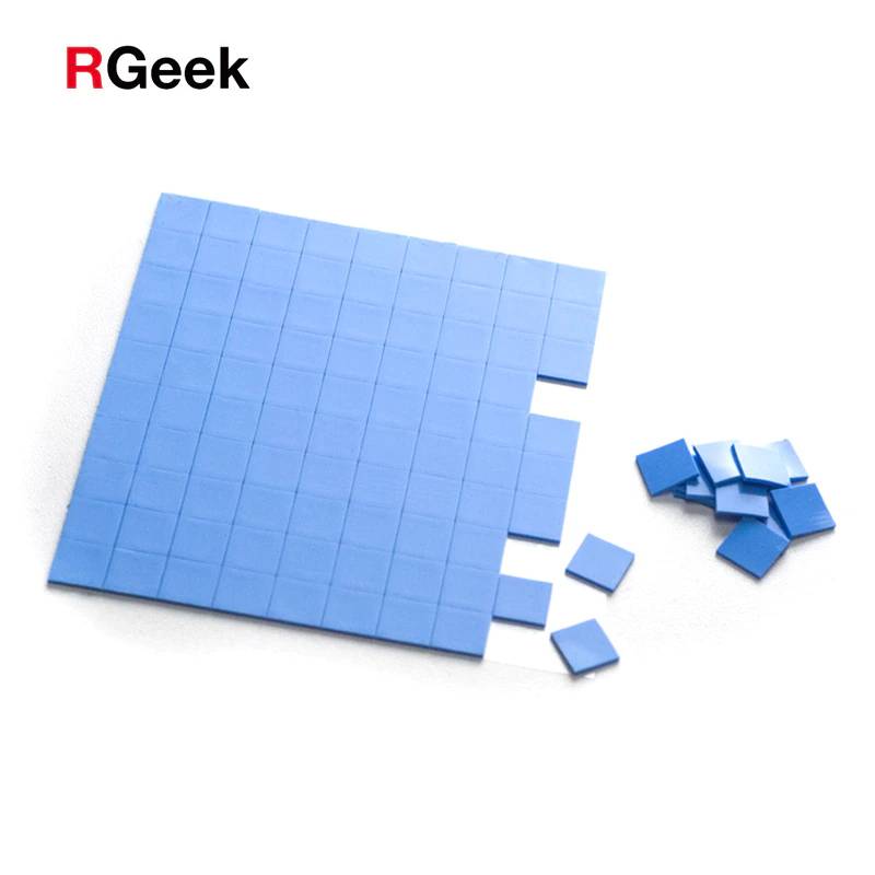 RGEEK 100 шт. синий 10 мм * 10 мм * 1 мм GPU радиатор процессора охлаждающая проводящая силиконовая прокладка термопрокладка