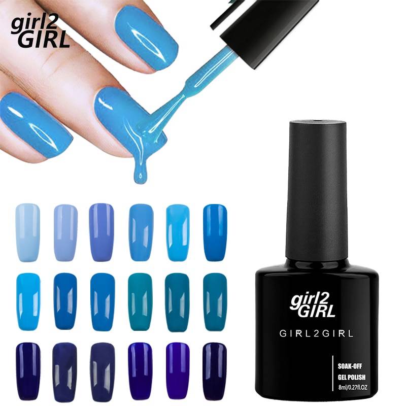 Girl2girl 8 мл личная гигиена гель для ногтей лак для ногтей маникюр Гель-лак для ногтей синий набор