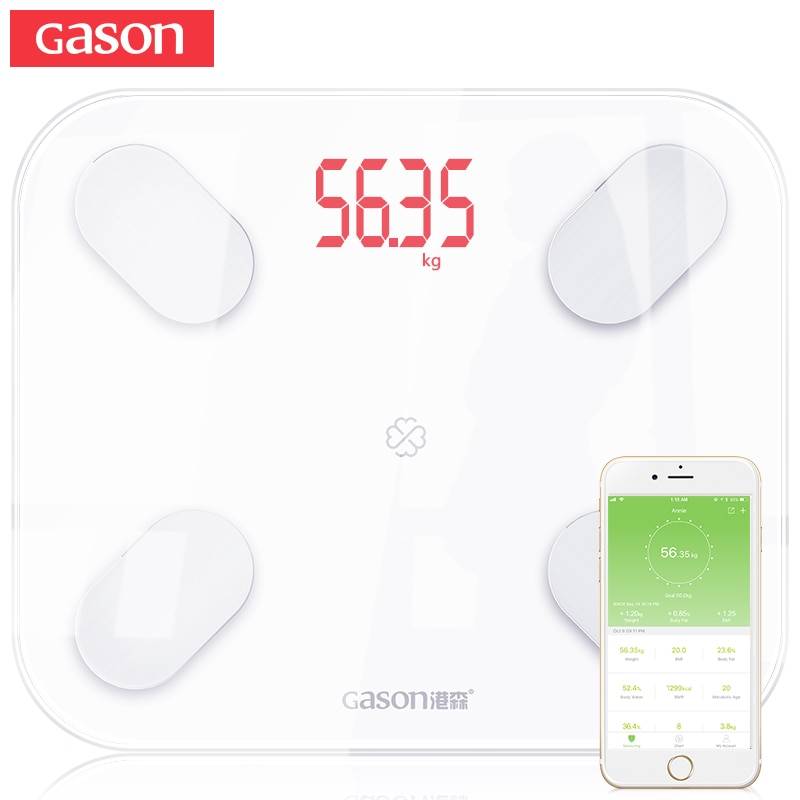 GASON S4 жира весы Smart Bluetooth этаж Вес Ванная комната масштаба Дисплей жира и воды мышечной массы ИМТ (для iOS или Android)