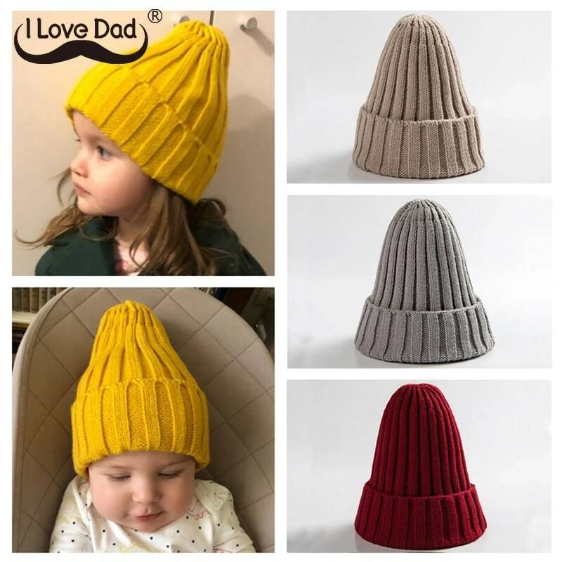 Вязаная Детская Шапка-бини, шапка для новорожденных, для мальчиков и девочек, теплая детская шапка для девочек на осень и зиму, Детская Шапка-бини