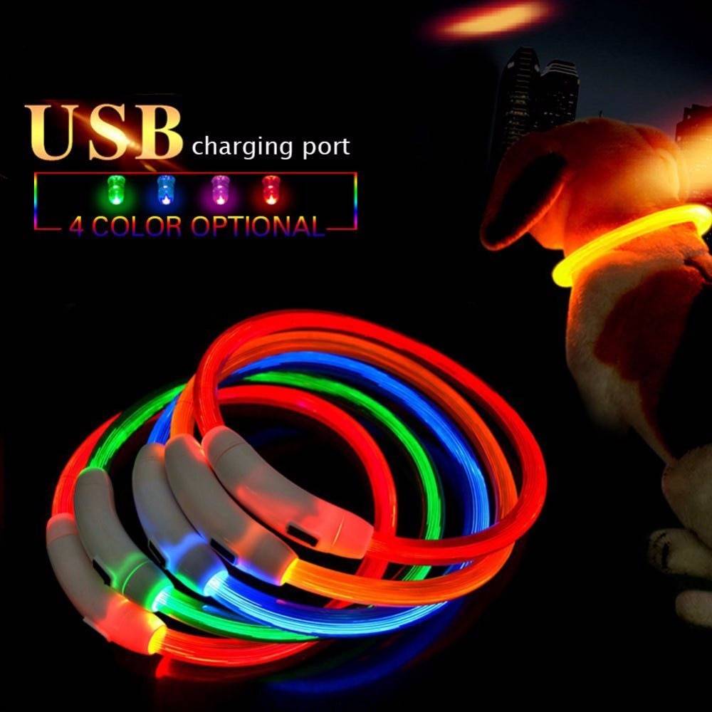 Светодио дный ошейник USB Перезаряжаемые светящиеся ошейники для собак световой животное светодио дный вспышки Ночь зарядка через usb ошейники для маленьких средний большой собаки