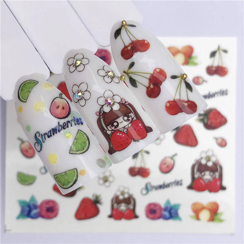 WUF 1 шт. конфетное мороженое летние наклейки для ногтей Смешанные Красочные Фрукты DIY Водные Наклейки украшения для ногтей Маникюрный Инструмент