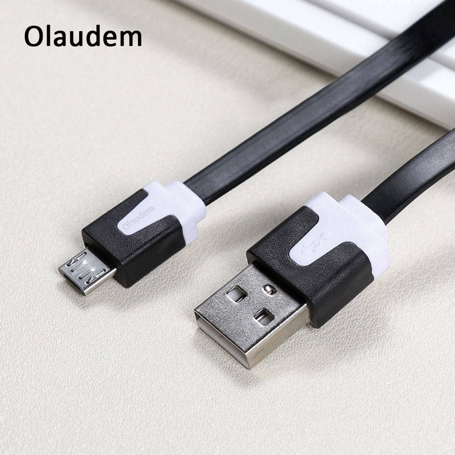 Olaudem Micro USB кабель ПВХ плоский провод для зарядный кабель USB Micro USB для samsung 1 М Лапша Android Кабели для телефонов USBC118