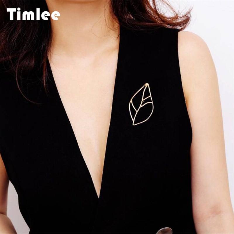 Timlee X165 новая простая темпераментная брошь в виде листа, брошь из сплава на булавке, модные ювелирные изделия оптом.