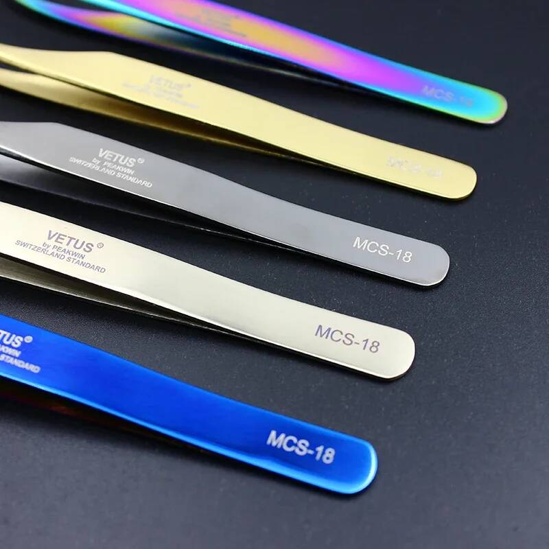 100% оригинальные пинцеты Vetus серии MCS премиум-класса для наращивания ресниц, пинцеты для макияжа, пинцеты с ультратонким кончиком