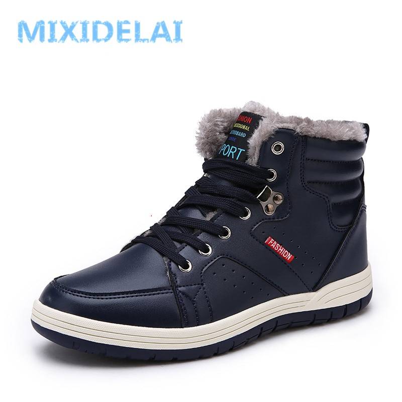 MIXIDELAI/2019 Модные мужские зимние ботинки, сохраняющие тепло, плюшевые ботильоны, зимняя рабочая обувь, повседневные мужские зимние ботинки, размер 39-48