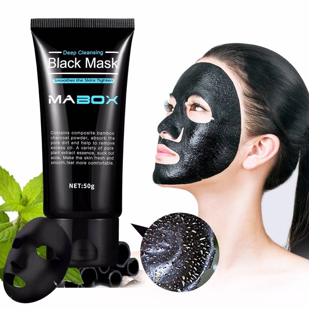 Mabox черный коллагеновая маска от бамбукового угля очистки угрей Remover Маска глубокое очищение для AcneScars пятна морщин лица