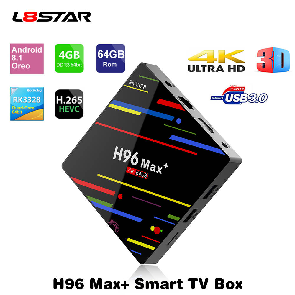 ТВ-бокс L8STAR H96 MAX + Android 8,1 4 Гб 64 Гб Rockchip tv BOX RK3328 Smart ТВ-бокс с USB 3,0 4 K 5G WiFi медиаплеер HD телеприставка