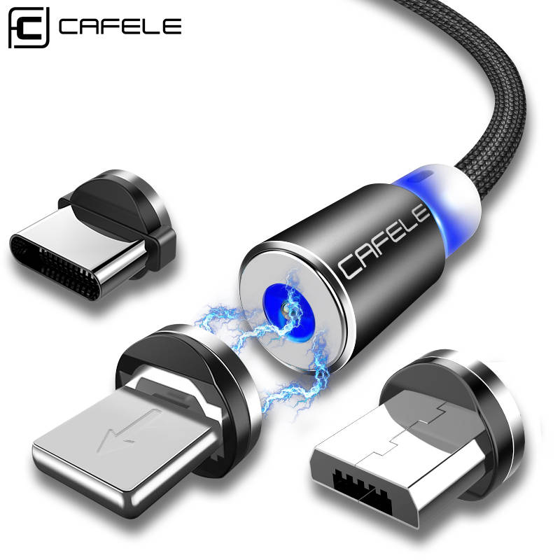 Cafele светодиодный новый светодиодный магнитный usb-кабель для iPhone Micro USB кабель USB C магнитное зарядное устройство нейлон Кабо Для samsung Xiaomi huawei