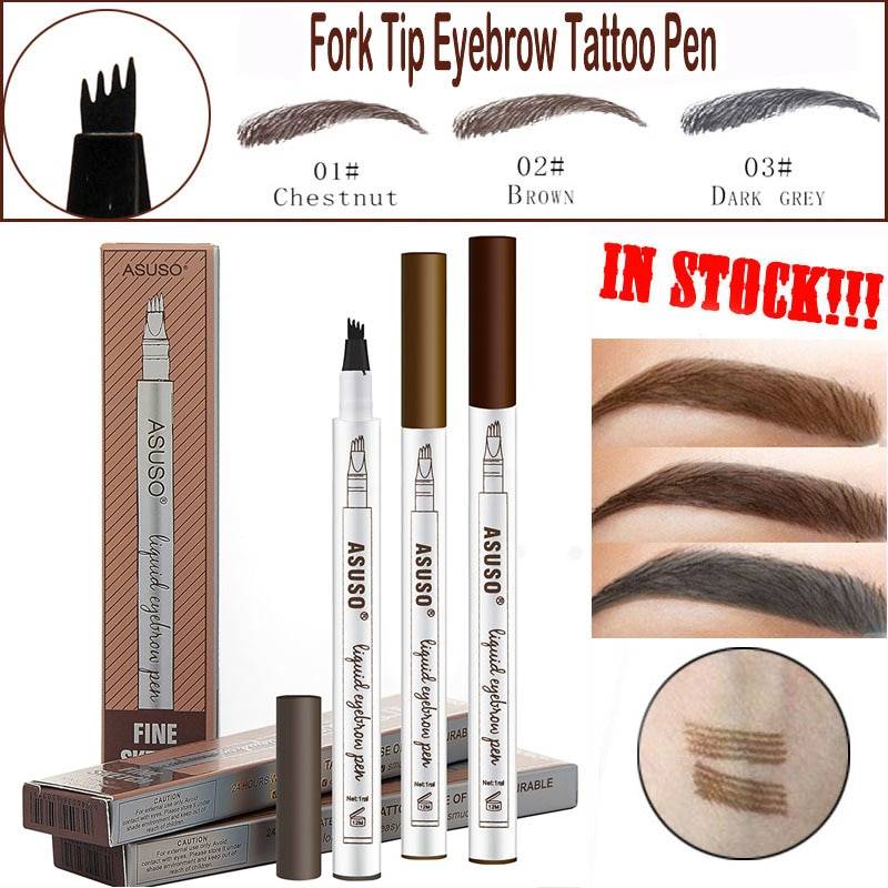 Лидер продаж Microblading бровей Тату Pen Водонепроницаемый макияж глаз 3 цвета легко Применение бровей Pen Глубокий Цвет карандаш для бровей