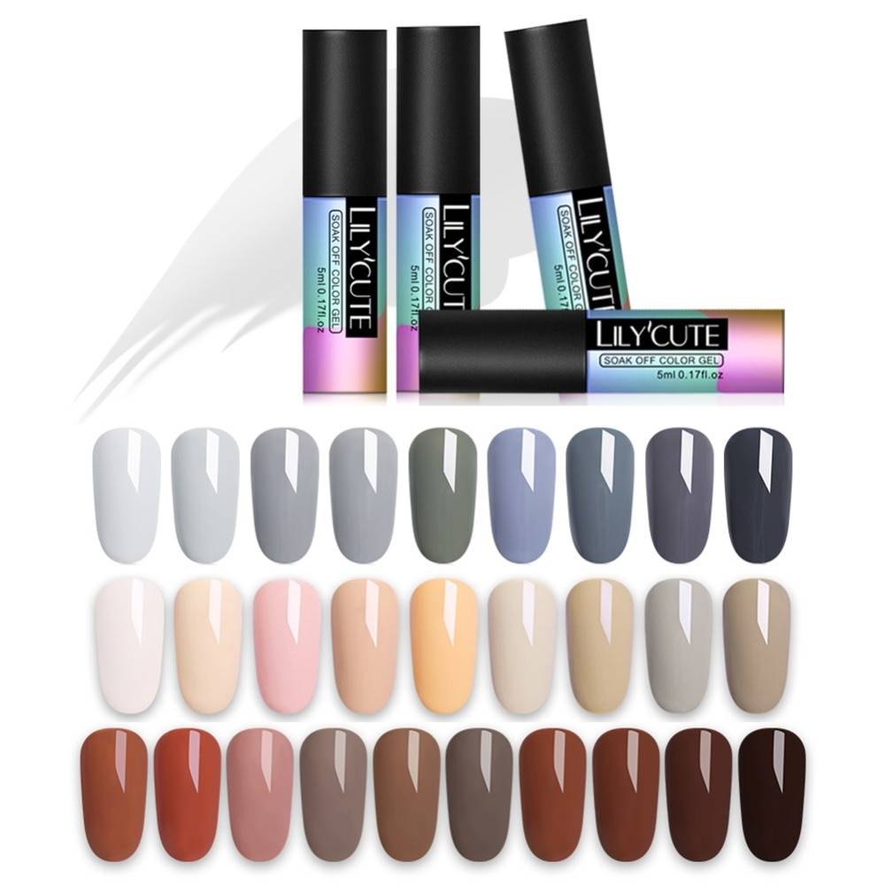 LILYCUTE Soak Off UV 5 мл серый серии чистый цветной Гель-лак длительный коричневый дизайн ногтей гель Лаки