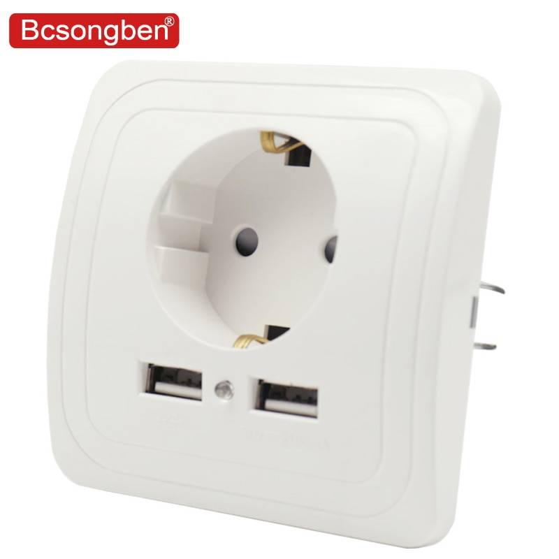 Bcsongben двойной USB зарядное устройство на стене адаптер для зарядки 2A настенное зарядное устройство адаптер розетка стандарта евроcоюза розетка черный белый серебристый