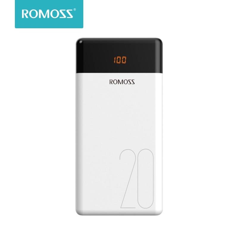 20000 mAh ROMOSS LT20 Мощность Bank Dual USB внешний Батарея с светодиодный Дисплей быстро Портативный Зарядное устройство для телефонов планшет Xiaomi